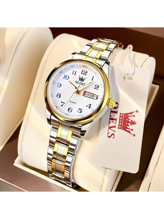 Women Silver White Adjustable Strap Stainless Steel Arabic Numerals Luxury Watch main image 6